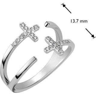 Finger Ring 2 crosses zirconia