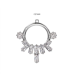 Ring Baguette Fan Zirconia Clicker