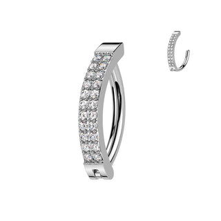 Belly Button Piercing double line pave zirconia Segment