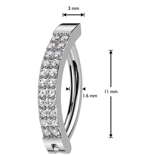 Belly Button Piercing double line pave zirconia Segment