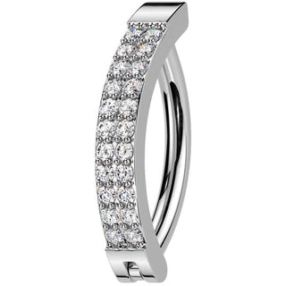 Belly Button Piercing double line pave zirconia Segment