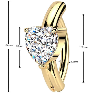 Belly Button Piercing heart zirconia Segment