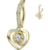 Belly Button Piercing pave cubic zirconia with cubic zirconia accented heart dangle Clicker