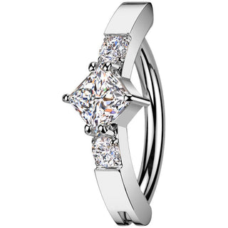 Belly Button Piercing diamond shape zirconia prong setting