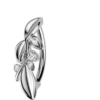 Belly Button Piercing leafy vine and 2 cubic zirconias Clicker