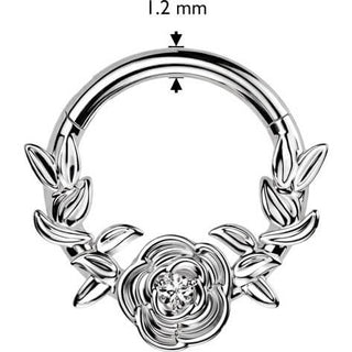 Titanium Ring Rose and Vines zirconia Segment
