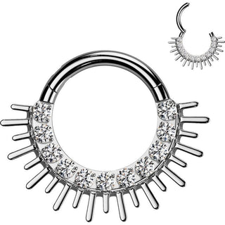 Titan Ring Zirkonia Stachel Fächer Segment 
