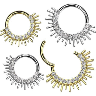 Titan Ring Zirkonia Stachel Fächer Segment 