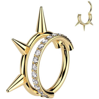 Titan Ring Doppelter Ring Stacheln Zirkonia Segment 