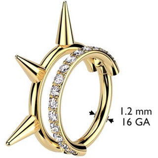 Titan Ring Doppelter Ring Stacheln Zirkonia Segment 