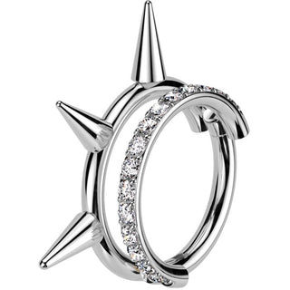 Titan Ring Doppelter Ring Stacheln Zirkonia Segment 