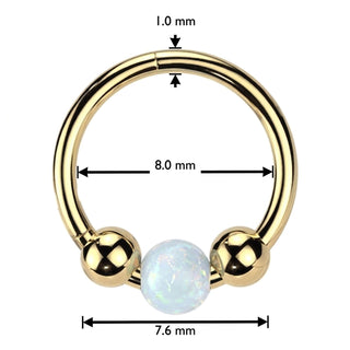Titanium Ring 3 balls opal Segment
