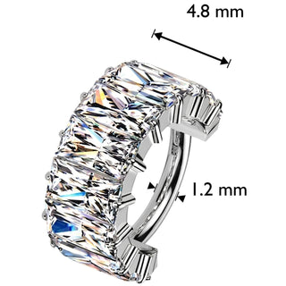 Titanium Ring wide large baguette cut zirconias Clicker