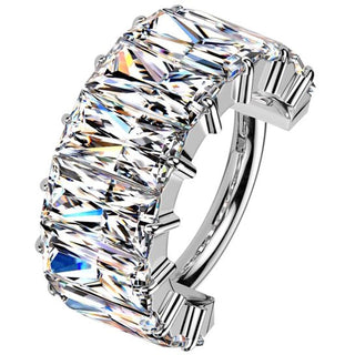 Titanium Ring wide large baguette cut zirconias Clicker