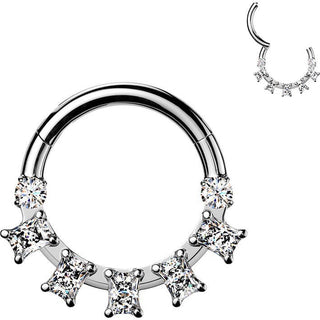 Titanium Ring baguette cubic zirconia fan Clicker