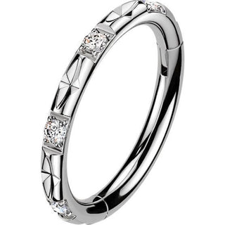 Titanium Ring Outward Facing Facet Cuts Zirconias Clicker