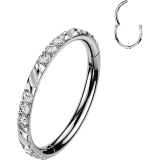 Titanium Ring Facet Cuts Triple Zirconia Clicker