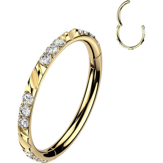 Titanium Ring Facet Cuts Triple Zirconia Clicker