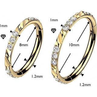 Titanium Ring Facet Cuts Triple Zirconia Clicker