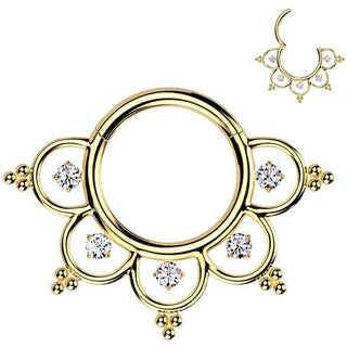 Titan Ring Filigran Zirkonias und Kugeln Segment 