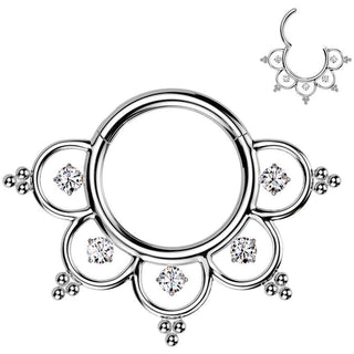 Titan Ring Filigran Zirkonias und Kugeln Segment 