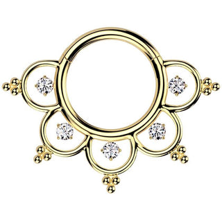 Titan Ring Filigran Zirkonias und Kugeln Segment 