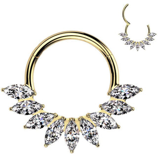 Titan Ring Zirkonia Marquise Schliff Fächer Segment 