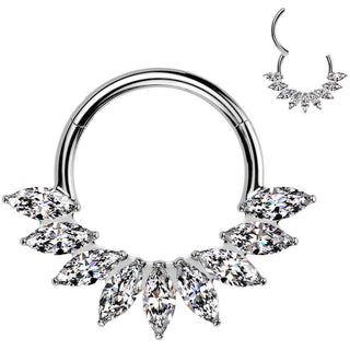 Titan Ring Zirkonia Marquise Schliff Fächer Segment 