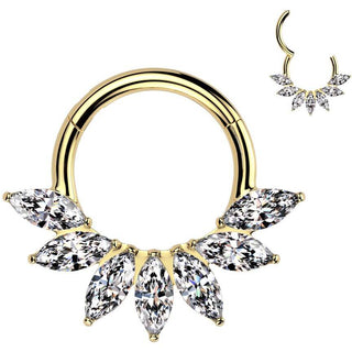 Titan Ring Zirkonia Marquise Schliff Fächer Segment 