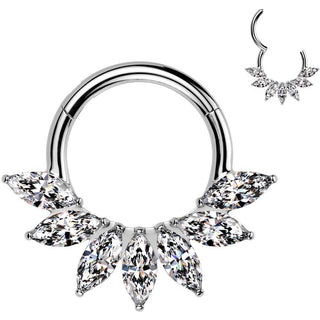 Titan Ring Zirkonia Marquise Schliff Fächer Segment 