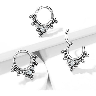 Titanium Ring Ball Zirconia Silver Clicker