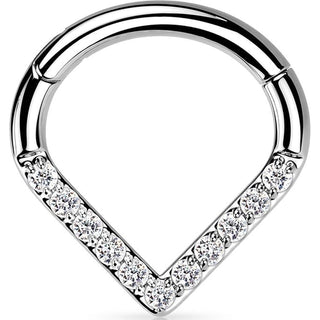 Titanium Ring Chevron Zirconia Clicker