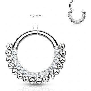 Titanium Ring Ball Zirconia Silver Clicker