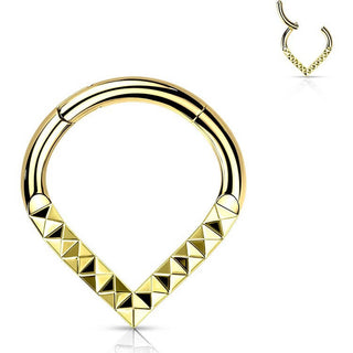 Titanium Ring Chevron Pyramid Cut Clicker