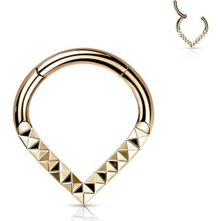 Titanium Ring Chevron Pyramid Cut Clicker