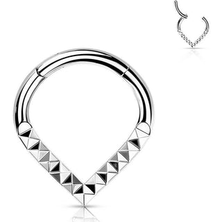 Titanium Ring Chevron Pyramid Cut Clicker