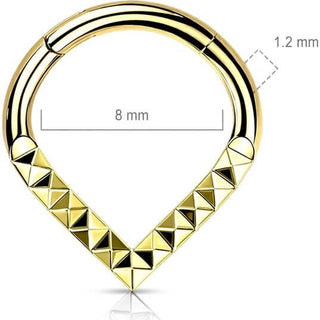 Titanium Ring Chevron Pyramid Cut Clicker