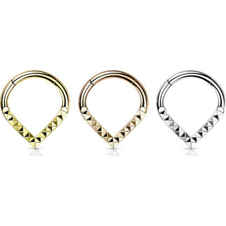 Titanium Ring Chevron Pyramid Cut Clicker