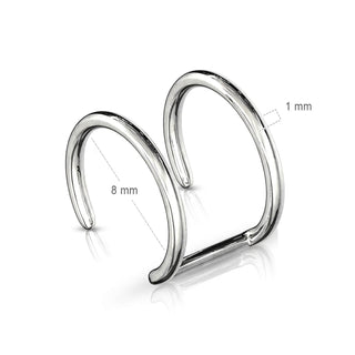 Fake Ear Piercing Double Line Silver Bendable