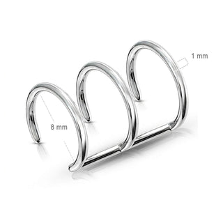Fake Ear Piercing Triple Line Silver Bendable