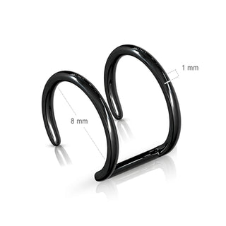 Fake Ear Piercing Double Line Black Bendable