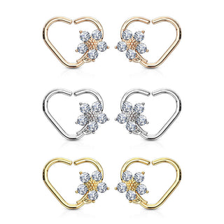 Ring Herz Blume Zirkonia Biegbar