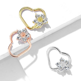 Ring Herz Blume Zirkonia Biegbar