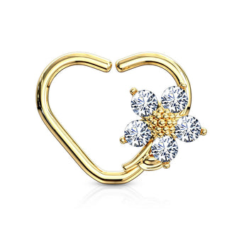 Ring Herz Blume Zirkonia Biegbar