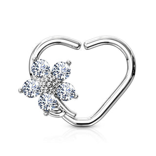 Ring Herz Blume Zirkonia Biegbar