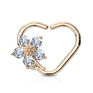 Ring Herz Blume Zirkonia Biegbar