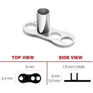 Titanium Dermal Anchor dermal anchor base 3 holes