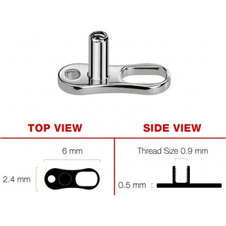 Titanium Dermal Anchor dermal anchor base 2 holes 2mm, 2.5mm and 3mm Rise Internally Threaded
