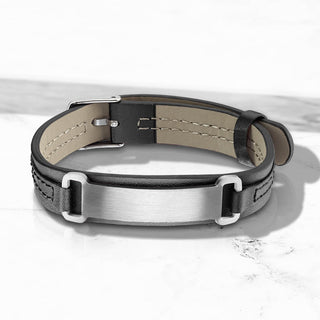 Armband Schwarz Gravurschild Silber