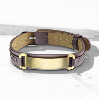 Armband Braun Gravurschild Gold